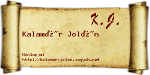 Kalamár Jolán névjegykártya
