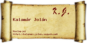 Kalamár Jolán névjegykártya